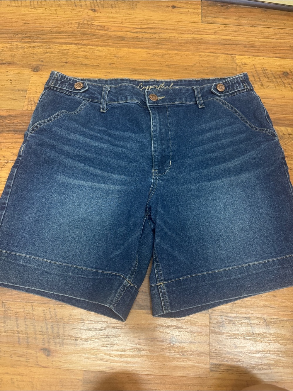 Copper flash Women's Dark Blue Denim Jean Shorts - Classic High-Rise Style